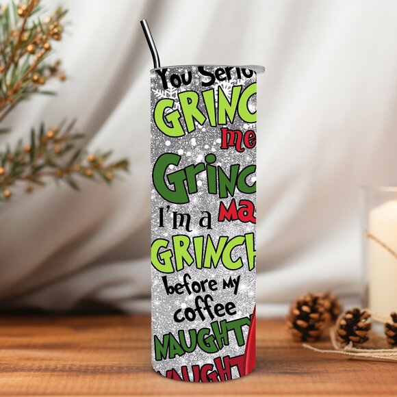 Christmas Grinch Bougie Leopard Print 20 oz Tumbler - Picture 3 of 5